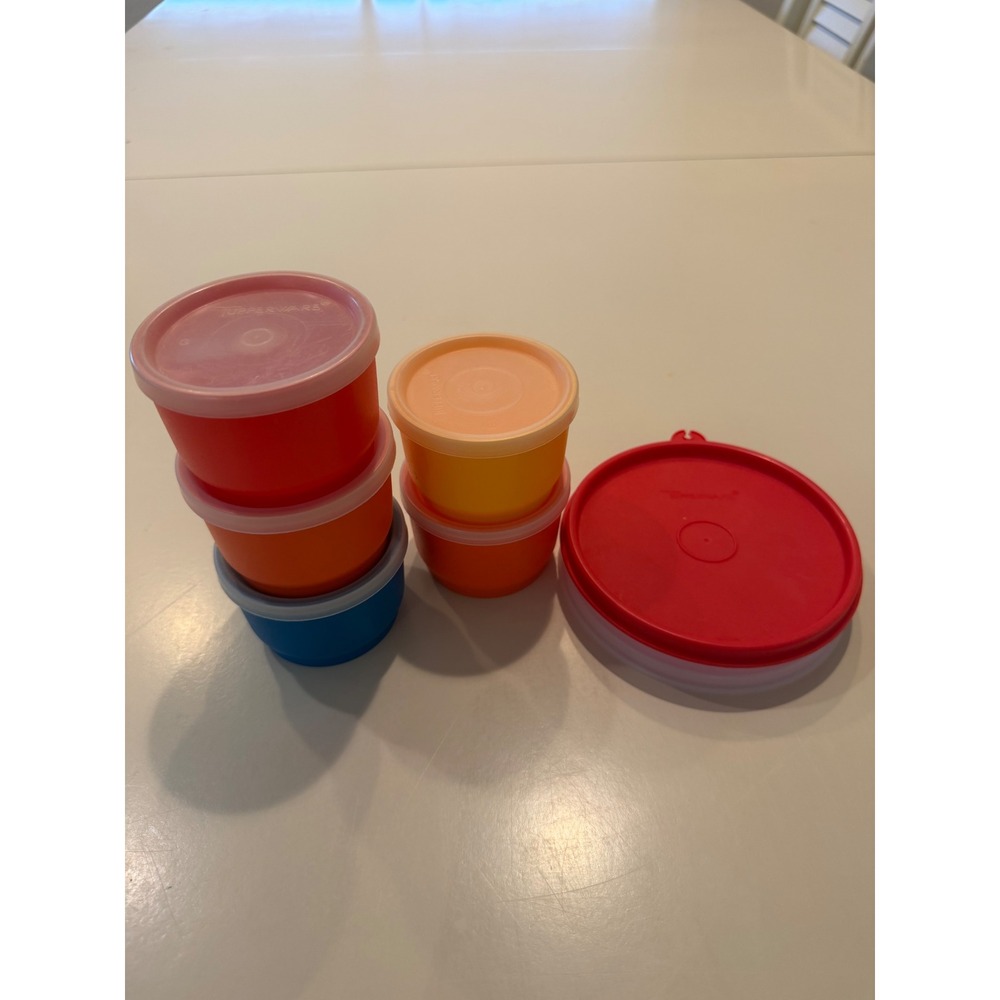 Vintage Tupperware multicolor Snack cup and hamburger Set Primary Colors